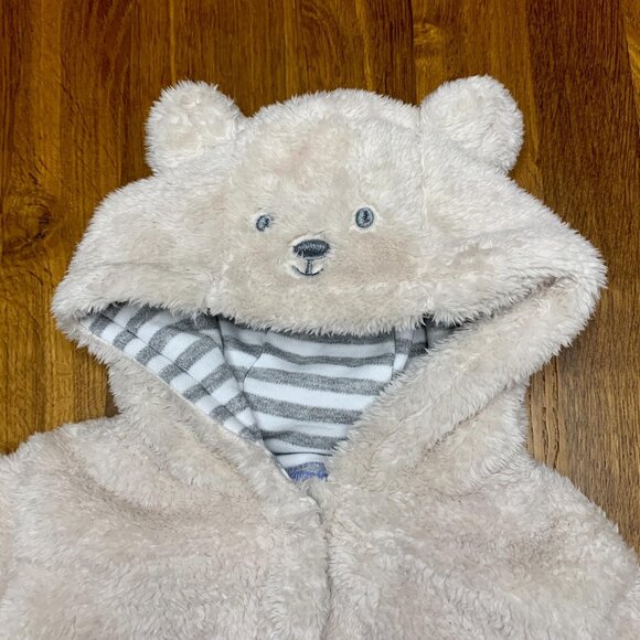 JOJO MAMAN BEBE Mocha Bear Snowsuit 0-3 months Baby Infant Bunting Fleece Romper - Picture 4 of 12